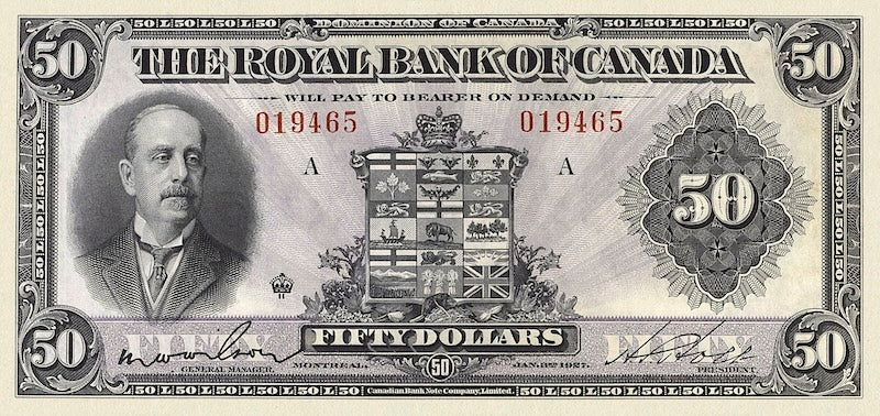 Dominion of Canada, The Royal Bank 5 - 100 Dollars, 1927, P.S1383 - P.S1387, Complete Set REPLICA My Store