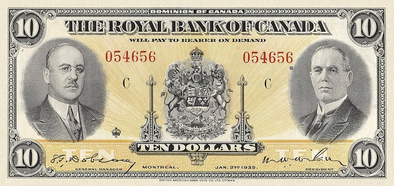 Dominion of Canada, The Royal Bank 5, 10 & 20 Dollars, 1935, P.S1391 - P.S1393, Complete Set REPLICA My Store