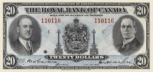Dominion of Canada, The Royal Bank 5, 10 & 20 Dollars, 1935, P.S1391 - P.S1393, Complete Set REPLICA My Store