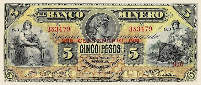 Mexico, Banco Minero, 100th Anniversary of Independence 5 & 10 Pesos, 1910, P.S170 - P.S171, Complete Set REPLICA My Store