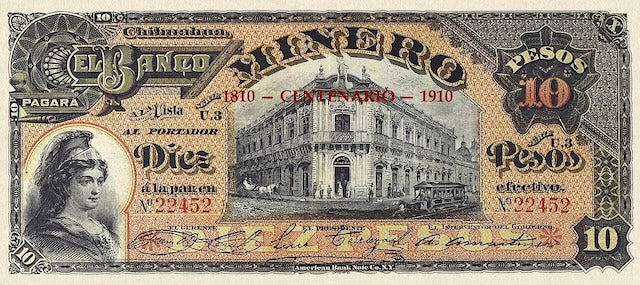 Mexico, Banco Minero, 100th Anniversary of Independence 5 & 10 Pesos, 1910, P.S170 - P.S171, Complete Set REPLICA My Store