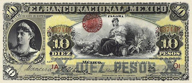 Mexico, Banco Nacional de Mexico, 50 Centavos, 1 - 1000 Pesos, 1913, P.S254 - P.S263, Complete Set REPLICA My Store