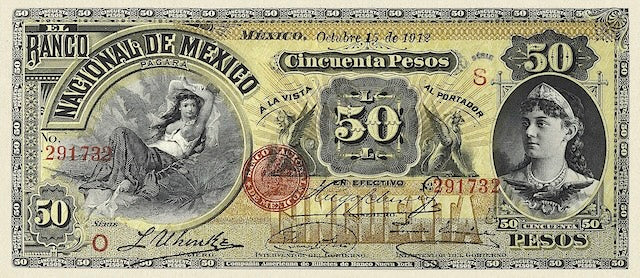 Mexico, Banco Nacional de Mexico, 50 Centavos, 1 - 1000 Pesos, 1913, P.S254 - P.S263, Complete Set REPLICA My Store