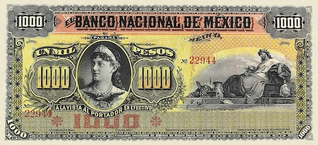 Mexico, Banco Nacional de Mexico, 50 Centavos, 1 - 1000 Pesos, 1913, P.S254 - P.S263, Complete Set REPLICA My Store