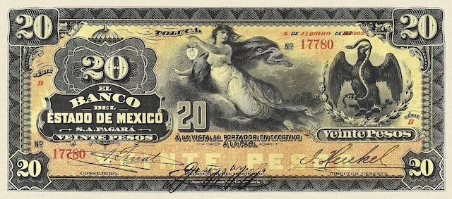 Mexico, Banco del Estado de Mexico, 1 - 1000 Pesos, 1897, P.S329 - P.S337, Complete Set REPLICA My Store