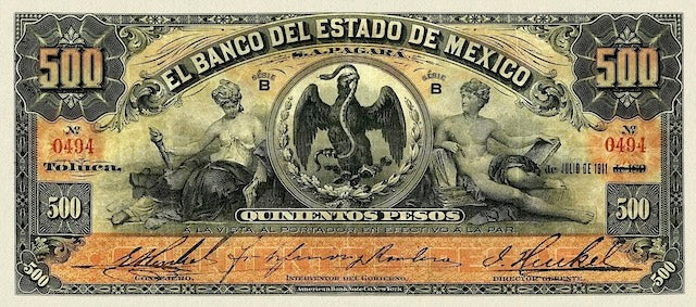 Mexico, Banco del Estado de Mexico, 1 - 1000 Pesos, 1897, P.S329 - P.S337, Complete Set REPLICA My Store