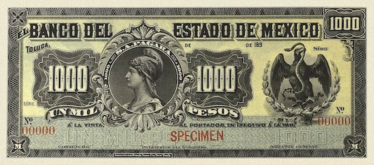 Mexico, Banco del Estado de Mexico, 1 - 1000 Pesos, 1897, P.S329 - P.S337, Complete Set REPLICA My Store