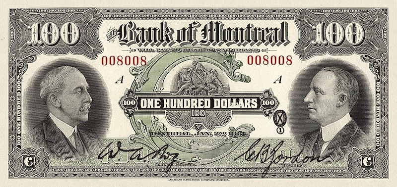 Canada, Bank of Montreal, 5 - 100 Dollars, 1931, P.S553 - P.S557, Complete Set REPLICA My Store