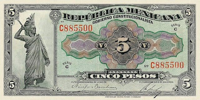 Mexico, Constitutional Government,  5 - 100 Pesos, 1915, P.S685 - P.S689, Complete Set REPLICA My Store