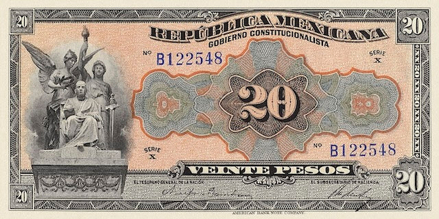 “Mexico 10 Pesos 1915 Constitutional Government replica banknote, P.686”
