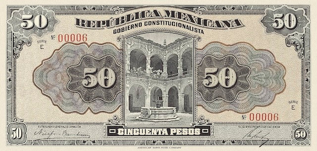 “Mexico 10 Pesos 1915 Constitutional Government replica banknote, P.686”

