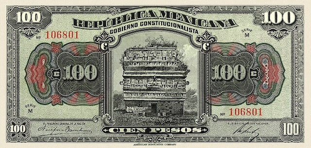 “Mexico 5 Pesos 1915 Constitutional Government replica banknote, P.685”
