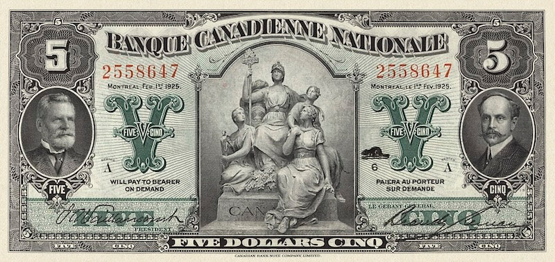 Canada, Banque Canadienne Nationale, 5 - 100 Dollars, 1925, Complete Set REPLICA My Store