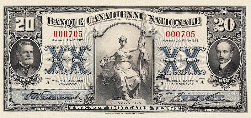 Canada, Banque Canadienne Nationale, 5 - 100 Dollars, 1925, Complete Set REPLICA My Store
