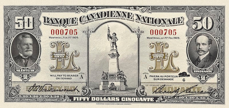 Canada, Banque Canadienne Nationale, 5 - 100 Dollars, 1925, Complete Set REPLICA My Store