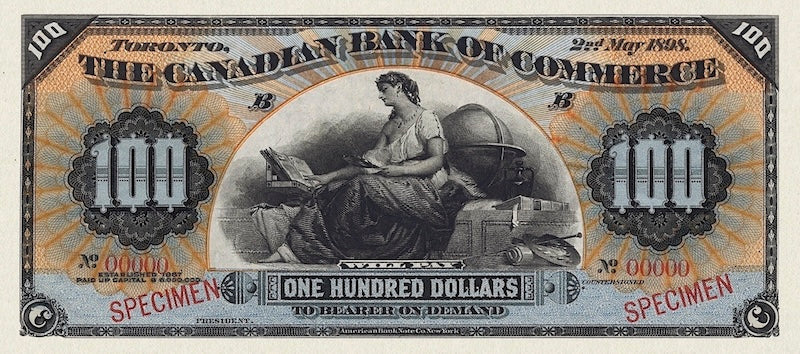 Dominion of Canada 5 Dollar 1888 Canadian Bank of Commerce replica banknote
