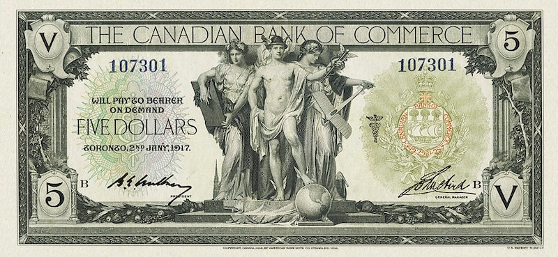 Dominion of Canada, Canadian Bank of Commerce, 5 - 100 Dollars, 1917, Complete Set REPLICA My Store