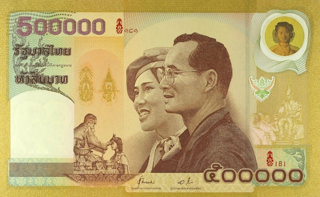 Thailand, 500000 Baht, King Rama IX Coat of Arms, 2000, P.106 REPLICA My Store