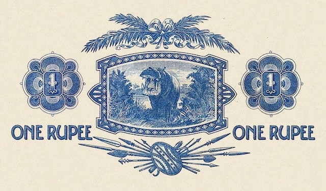 Replica of colonial Africa 1 Rupee banknote 1920